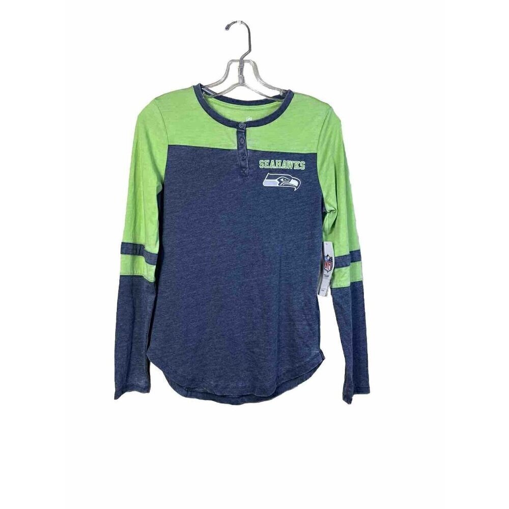 NWT Seattle Seahawks Licensed NFL Girl's Small 3/5 Henley Top Shirt Football